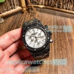 Copy Audemars Piguet Royal Oak White Chronograph Dial Black Diamond Watch